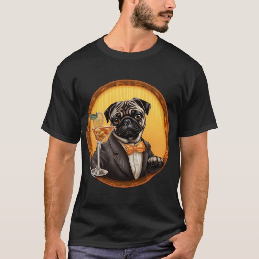 Cocktail Pug T-shirt (Voorkant)
