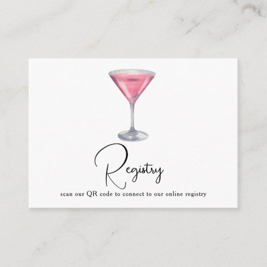 Cocktail QR Code Bridal Shower Registry Informatiekaartje (Voorkant)