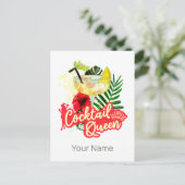 Cocktail Queen  Hen Bachelorette Party Feestdagenkaart (Staand voorkant)