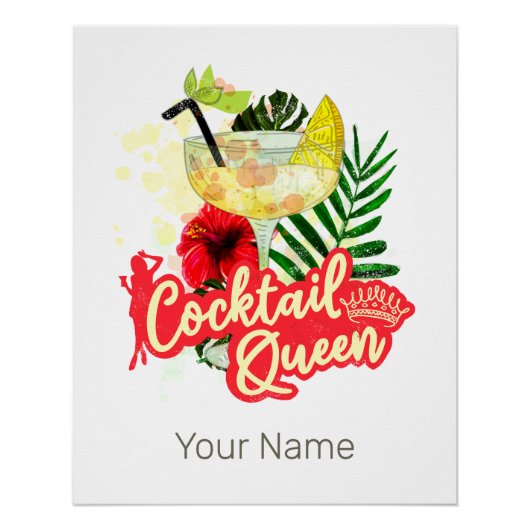 Cocktail Queen  Hen Bachelorette Party Perfect Poster (Voorkant)