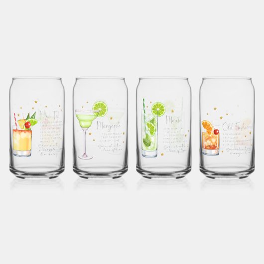 Cocktail Recept Set 2 Blikvorm Glas (Voorkant)