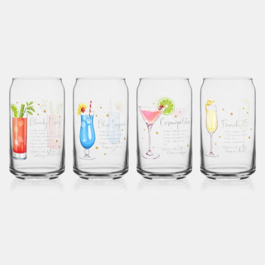 Cocktail Receptenset 1 Blikvorm Glas (Achterkant)