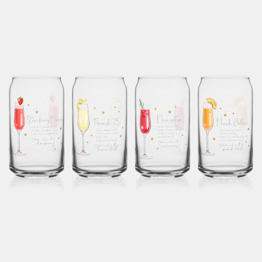 Cocktail Receptenset 4 Blikvorm Glas (Achterkant)