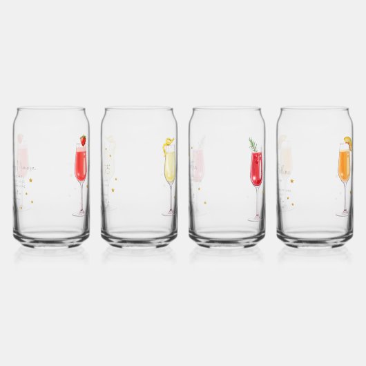 Cocktail Receptenset 4 Blikvorm Glas (Rechts)