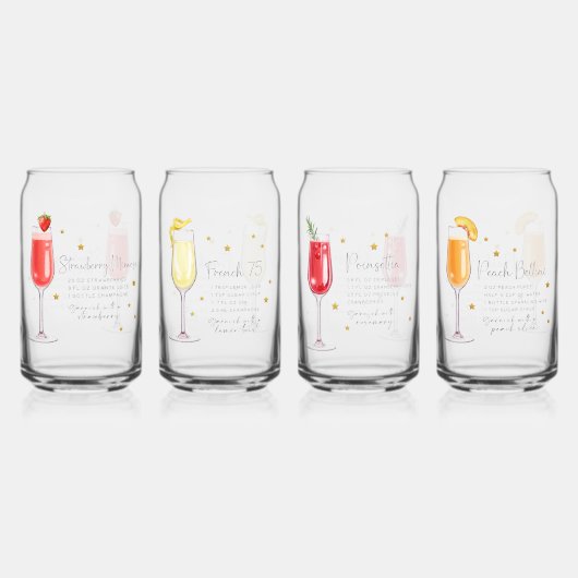 Cocktail Receptenset 4 Blikvorm Glas (Voorkant)
