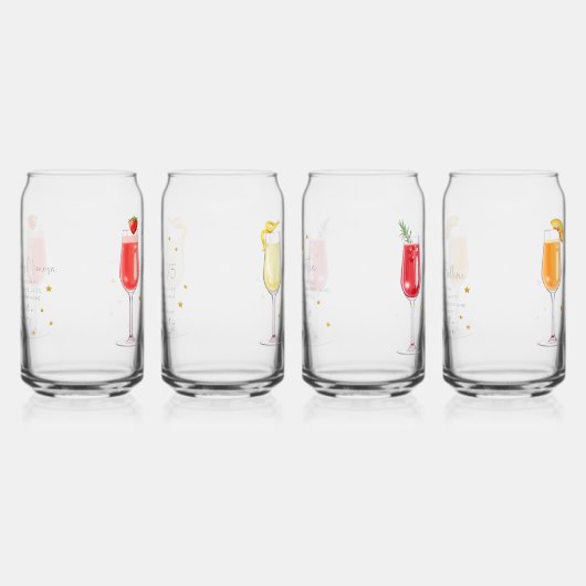 Cocktail Receptenset 4 Blikvorm Glas (Links)