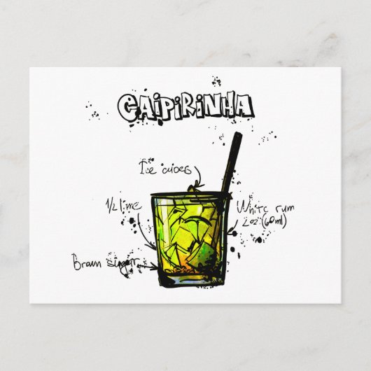 Cocktail Recipe Caipirinia Briefkaart (Voorkant)