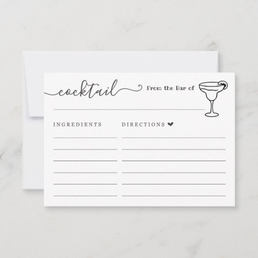 Cocktail Recipe Card voor de balk Kaart (Voorkant)