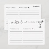Cocktail Recipe Card voor de balk Kaart (Voorkant / Achterkant)