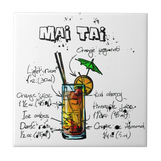 Cocktail Recipe Mai Tai Tegeltje (Voorkant)