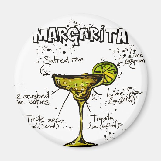 Cocktail Recipe Margarita Magneet (Voorkant)