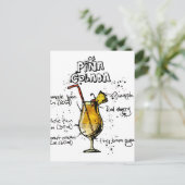 Cocktail Recipe Pina Colada Briefkaart (Staand voorkant)