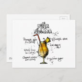 Cocktail Recipe Pina Colada Briefkaart (Voorkant / Achterkant)