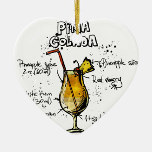 Cocktail Recipe Pina Colada Keramisch Ornament