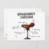 Cocktail Recipe Strawbeery Daiquiri Briefkaart (Voorkant / Achterkant)