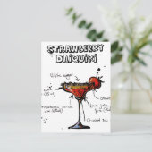 Cocktail Recipe Strawbeery Daiquiri Briefkaart (Staand voorkant)