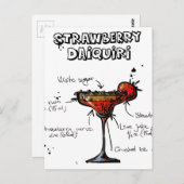 Cocktail Recipe Strawbeery Daiquiri Briefkaart (Voorkant / Achterkant)