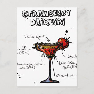 Cocktail Recipe Strawbeery Daiquiri Briefkaart