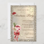 Cocktail Red Bow Santa Hat Christmas Party Kaart (Voorkant)