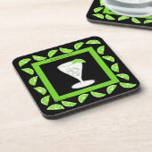 Cocktail Retro Drink Art Green Limds on Black Bier Onderzetter (Linkerzijde)