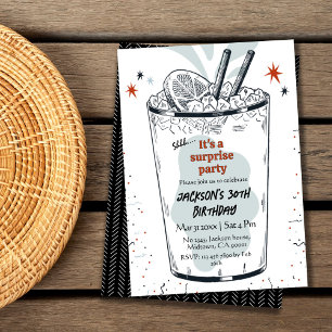 Cocktail retro drink thema 30e verrassing Verjaard Kaart