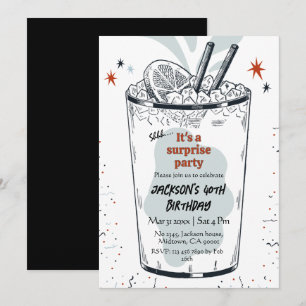 Cocktail retro drink thema 40e verrassing Verjaard Kaart