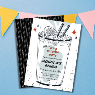 Cocktail retro drink thema 60e verrassing Verjaard Kaart