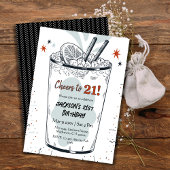 Cocktail retro drink thema stijlvolle 21e verjaard kaart