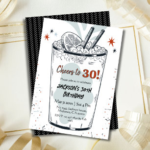 Cocktail retro drink thema stijlvolle 30e verjaard kaart