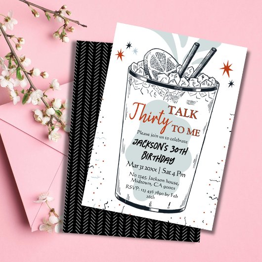 Cocktail retro drink thema stijlvolle 30e verjaard kaart