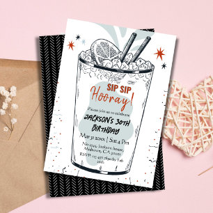 Cocktail retro drink thema stijlvolle 30e verjaard kaart