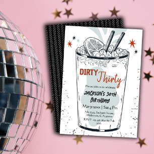 Cocktail retro drink thema stijlvolle 30e verjaard kaart