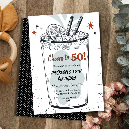 Cocktail retro drink thema stijlvolle 50ste verjaa kaart