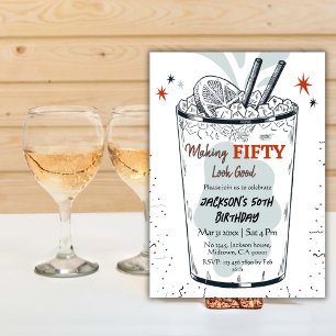Cocktail retro drink thema stijlvolle 50ste verjaa kaart