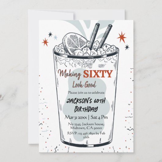 Cocktail retro drink thema stijlvolle 60ste verjaa kaart (Voorkant)
