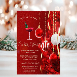 Cocktail Rode Ballen Boom Kerstfeest Kaart