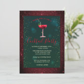 Cocktail, Rode Glitterende Sterren  Kaart (Staand voorkant)