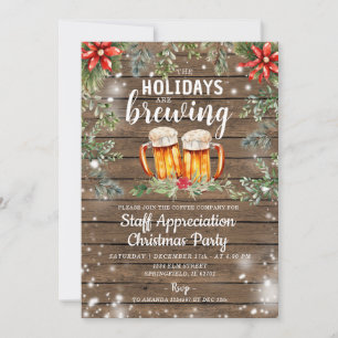 Cocktail Rustic Wood Kerstfeest voor het personeel Kaart