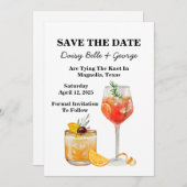 Cocktail Save The Date-huwelijksaankondiging Kaart (Voorkant / Achterkant)