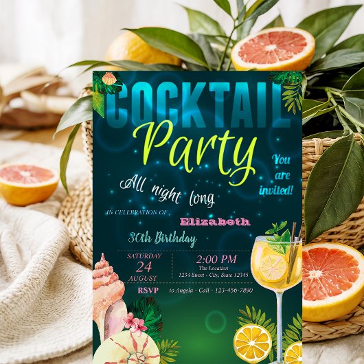 Cocktail,Schelp Zomer Verjaardagsfeestje Kaart