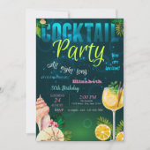 Cocktail, Seashell Summer Birthday Party Kaart (Voorkant)