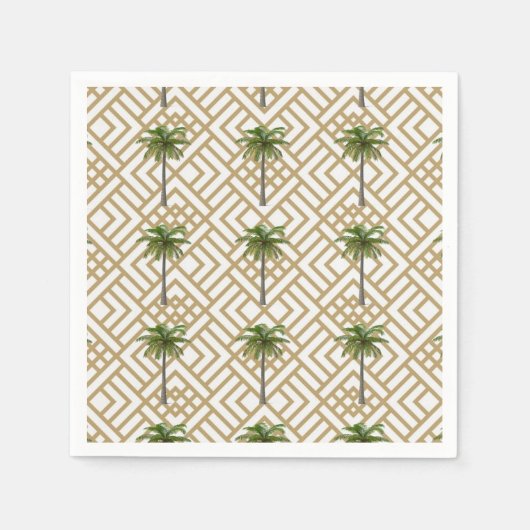 Cocktail servet goud met palmbomen (Voorkant)