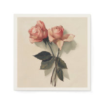 Cocktail servet papier met Roze Rozen