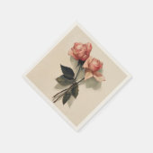 Cocktail servet papier met  Roze Rozen (Hoek)