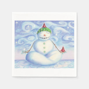 Cocktail servetten met Yoga Snowman