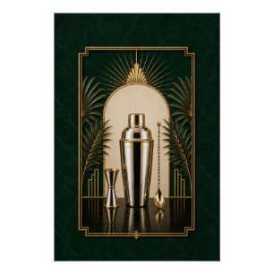 Cocktail Shaker Art Deco Poster Bar Kunst