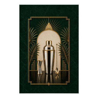 Cocktail Shaker Art Deco Poster | Bar Kunst