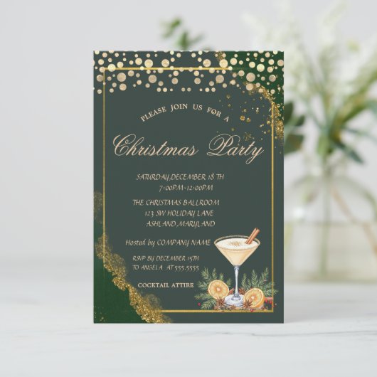 Cocktail Sinaasappel Stippen Green Company Kerstfe Kaart (Staand voorkant)