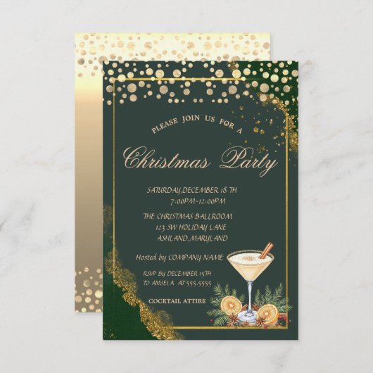 Cocktail Sinaasappel Stippen Green Company Kerstfe Kaart (Voorkant / Achterkant)