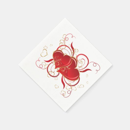 Cocktail Size Paper Napkins-Valentijn Hearts Servetten (Hoek)
